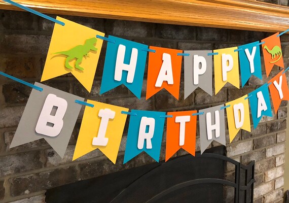 Download Free Dinosaur Happy Birthday Banner T Rex Dino Happy Birthday Etsy SVG Cut Files