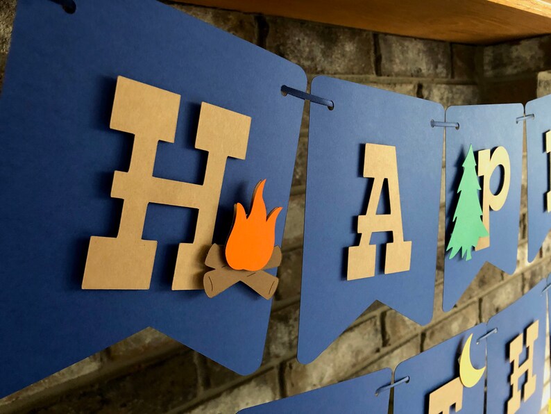 Camping Birthday Banner Camp Theme Backyard Campfire Party Etsy