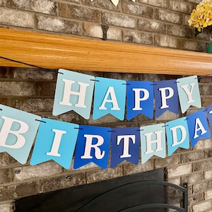 Blue Happy Birthday Banner, Ombre Colors