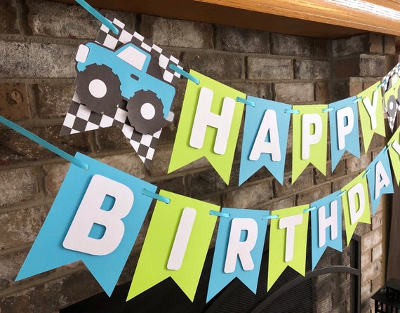 Monster Truck Decorations Truck Birthday Party Banner Etsy