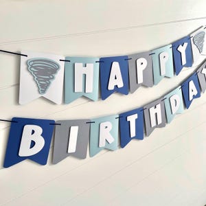 Tornado Happy Birthday Banner, Twonado Theme, Fournado Party Sign