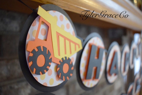 Construction Banner Dump Truck Decorations Happy Birthday Etsy