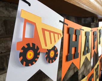 Construction Happy Birthday Banner, Dump Truck Sign, The Big One