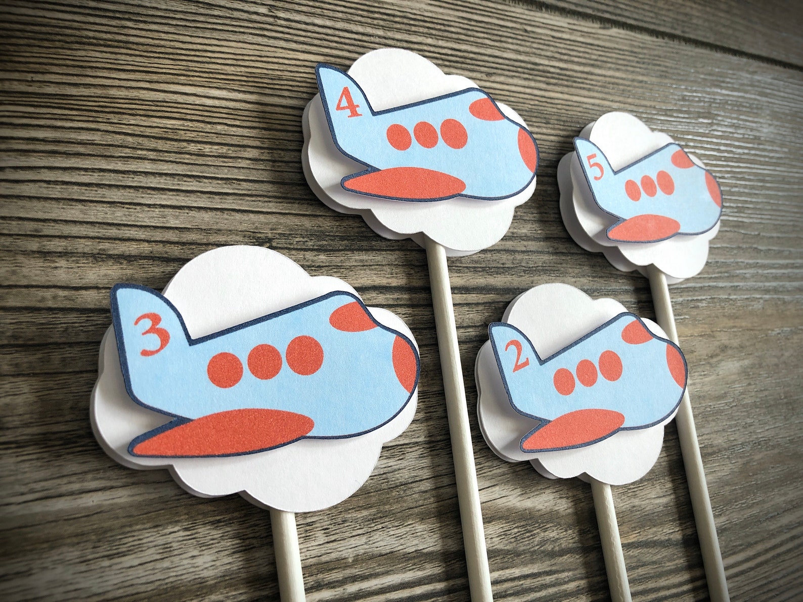 Airplane Cupcake Toppers Time Flies Theme Little Pilot Etsy
