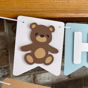 Bear Happy Birthday Banner, Cute Cartoon Bear With Paw Prints Garland...