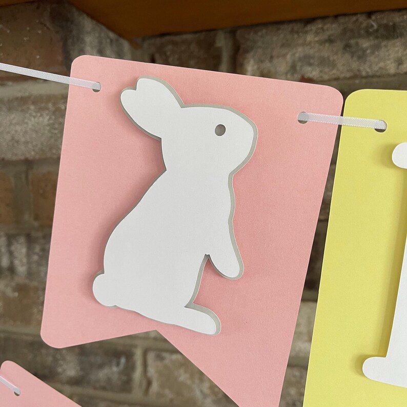 Easter Happy Birthday Banner, Pastel Bunny Party - Etsy