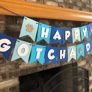 Dog Happy Gotcha Day, Blue Birthday Banner