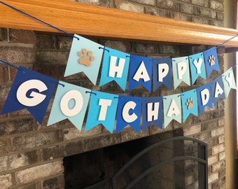 Dog Happy Gotcha Day, Blue Birthday Banner