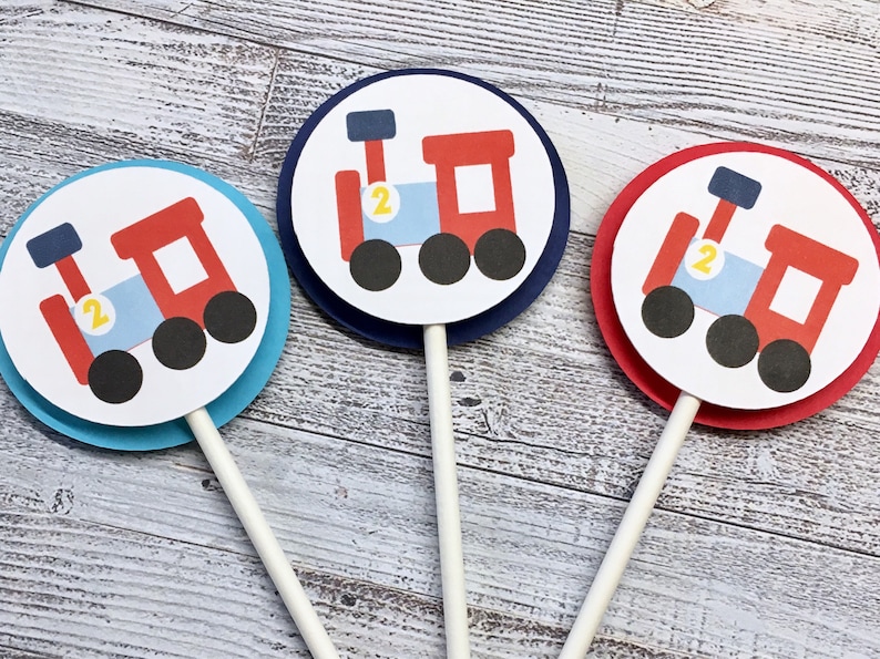 Train Cupcake Toppers Choo Choo Im Two First Birthday Etsy