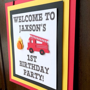 Fire Truck Birthday Welcome Door Sign