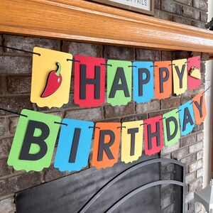 Fiesta Birthday Banner, Taco Bar Party Decorations