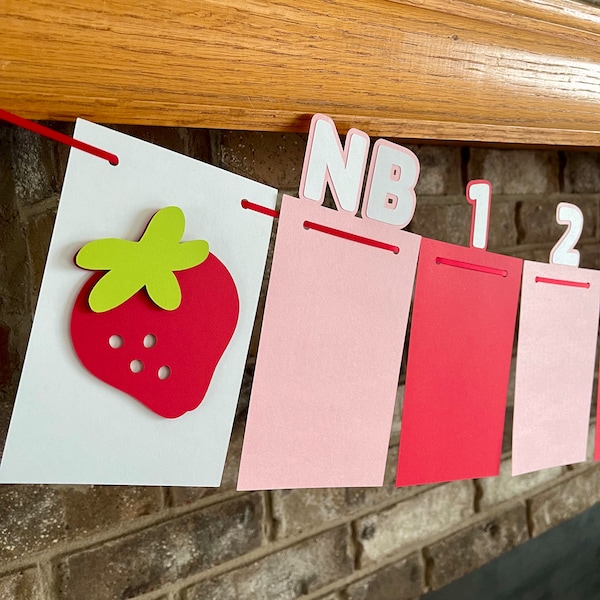 Strawberry Monthly Banner, Berry First Birthday Photo Sign