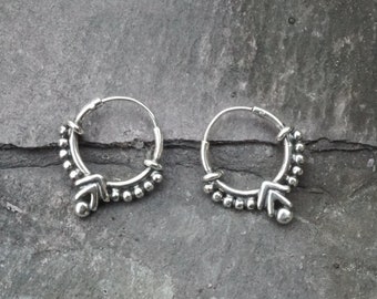 12mm Sterling Silver Bali Hoop Earrings