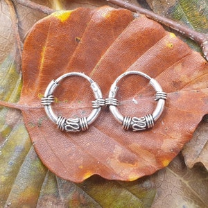 15mm Sterling Silver Bali Hoop Earrings - 92.5