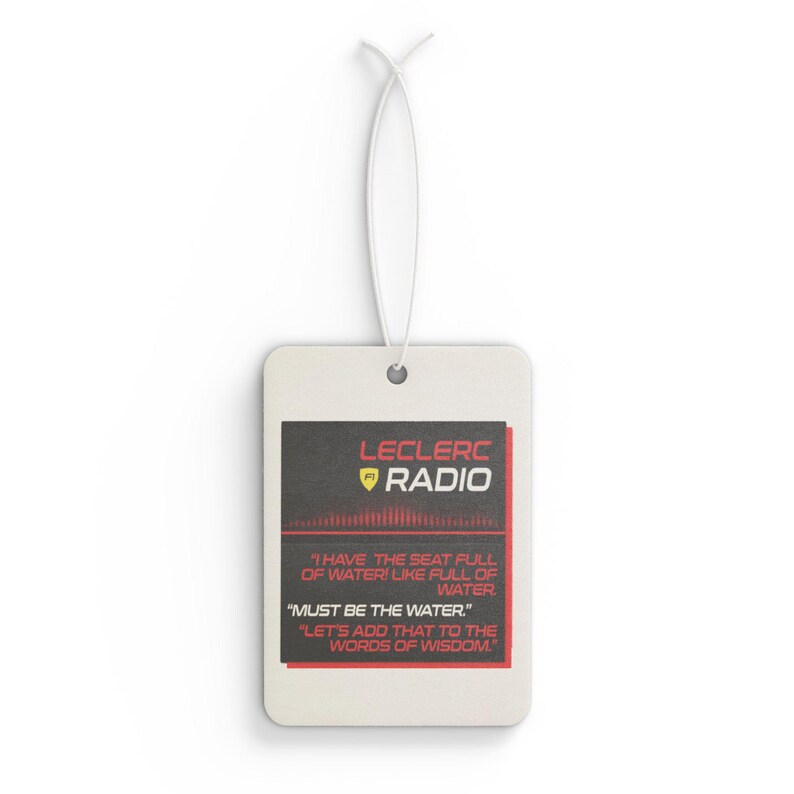 Leclerc "Must be the water" F1 Radio Car Air Freshener image 2