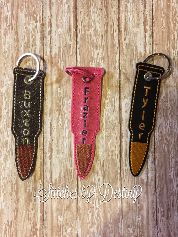 Rifle Bullet Keyfob Embroidery Design File 4x4 hoop No Font Etsy
