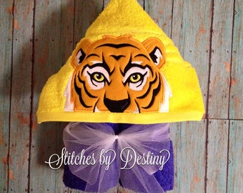 White Tiger Hooded Towel/ Tiger Hooded Towel/ Kids Hooded