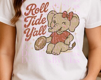 Retro Elephant Mascot Clipart | Fall College Football Digital Art | Crimson Elephant PNG for Sublimation and Crafts
