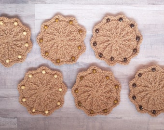 Crochet Coasters with Cork Back