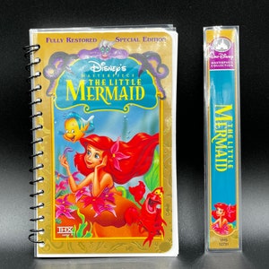 Upcycled Little Mermaid Gold Edition VHS Notebook – Handmade Disney Journal – Vintage Clamshell Stationery – SadSideKick Collector Gift