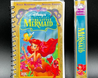 Upcycled Little Mermaid Gold Edition VHS Notebook – Handmade Disney Journal – Vintage Clamshell Stationery – SadSideKick Collector Gift