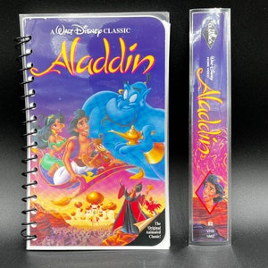 Upcycled Aladdin VHS Notebook – Handmade Disney Journal – 90s Nostalgia Gift – SadSideKick Retro Stationery