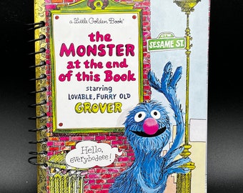 Upcycled Golden Book Journal | Grover Monster Notebook | Nostalgic Handmade Diary