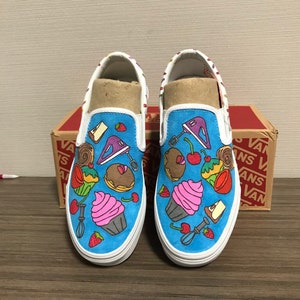 Custom Dessert Vans – Hand-Painted Sweets Shoes – Donuts, Ice Cream, Cakes & Treats Sneakers – SadSideKick Candy-Themed Design