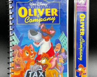 Upcycled Oliver & Company VHS Notebook – Handmade Disney 80s Journal – Vintage NYC Movie Gift – SadSideKick Urban Nostalgia Stationery