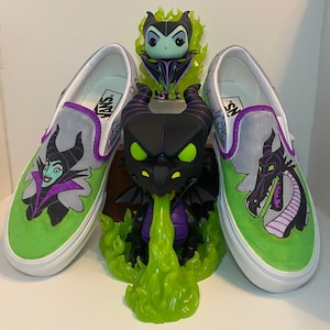 Custom Maleficent Vans – Hand-Painted Disney Villain Shoes – Personalized Sleeping Beauty Sneakers – SadSideKick Art