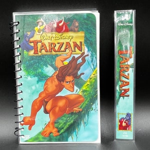 Upcycled Tarzan VHS Notebook – Handmade Disney Jungle Journal – Vintage 90s Movie Gift – Eco-Friendly Stationery by SadSideKick