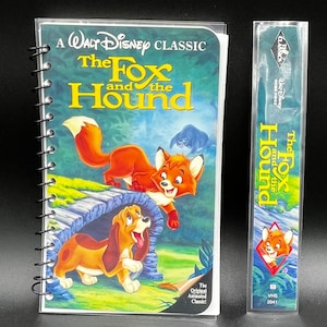 Upcycled The Fox and the Hound VHS Notebook – Handmade Disney Friendship Journal – Vintage Clamshell Movie Gift – SadSideKick Eco Stationery