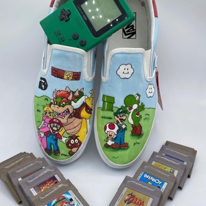 Custom Super Mario Vans – Hand-Painted Nintendo Gamer Shoes – Mario, Luigi, Bowser & Friends – SadSideKick Fan Art Sneakers