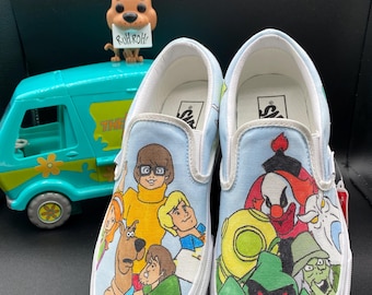 Zapatillas Vans personalizadas pintadas a mano / Zapatillas retro con diseño de furgoneta misteriosa