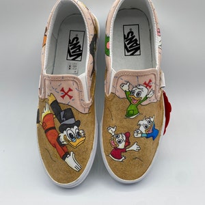 Custom DuckTales Vans – Hand-Painted Huey, Dewey, Louie & Scrooge Shoes – Reboot Cartoon Sneakers – SadSideKick Fan Art