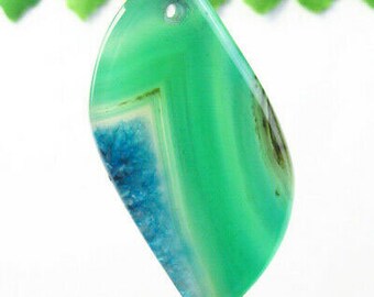 Green Blue Druzy Geode Agate Freeform Pendant Bead  Focal Bead D32844