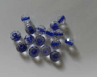 8mm Faceted Rondelle  Loose Beads Deep Blue Inside 25 pcs V5401
