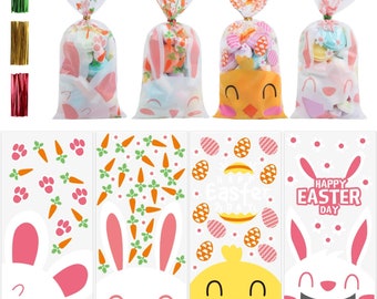 10 11 x 5  Easter Gift Bags, Easter Party Bags, Candy Bags, Cookie Wrapping Pouch, Easter Cellophane Bags, 4 Designs