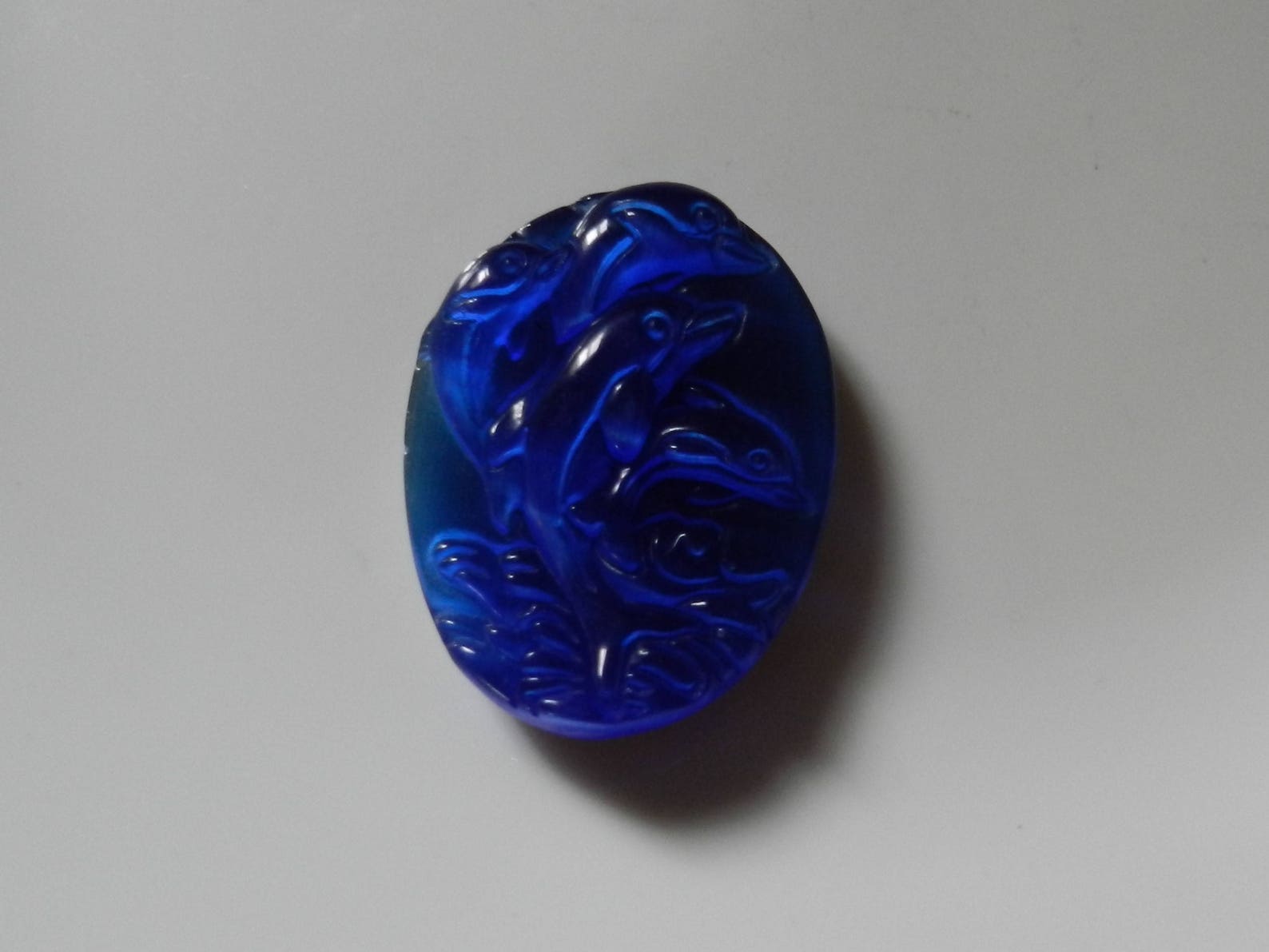 Beautiful Unique Blue Cat Eye Gemstone Carved Dolphin Pendant Etsy