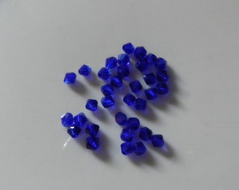 4mm Dark Blue Bicone Crystal Beads  V5225