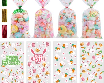 10 11 x 5  Easter Gift Bags, Easter Party Bags, Candy Bags, Cookie Wrapping Pouch, Easter Cellophane Bags, 4 Designs