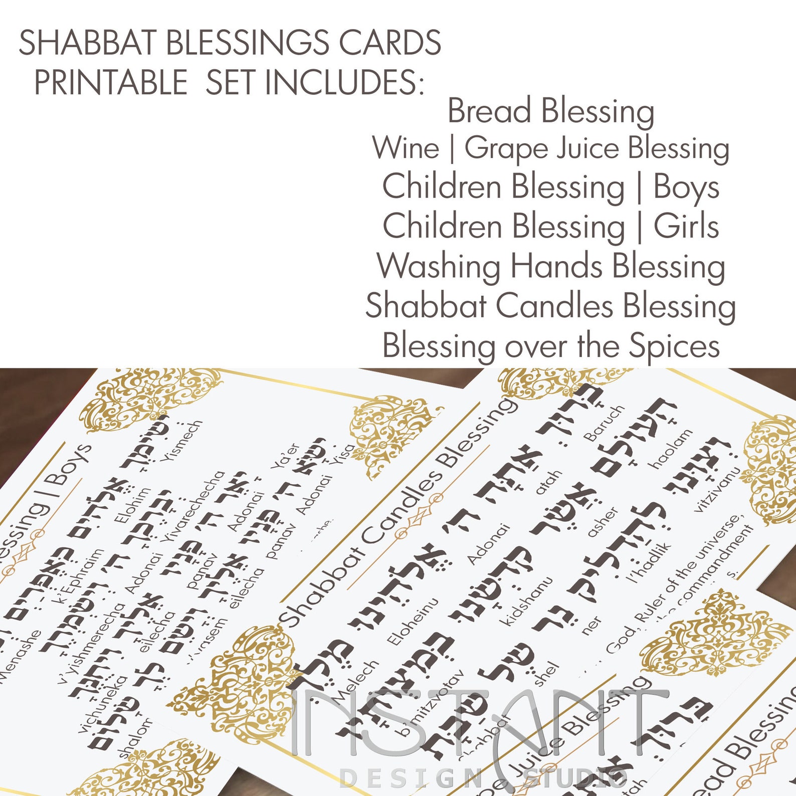 Shabbat Prayers Jewish Food Blessings Cards Bundle Havdalah | Etsy