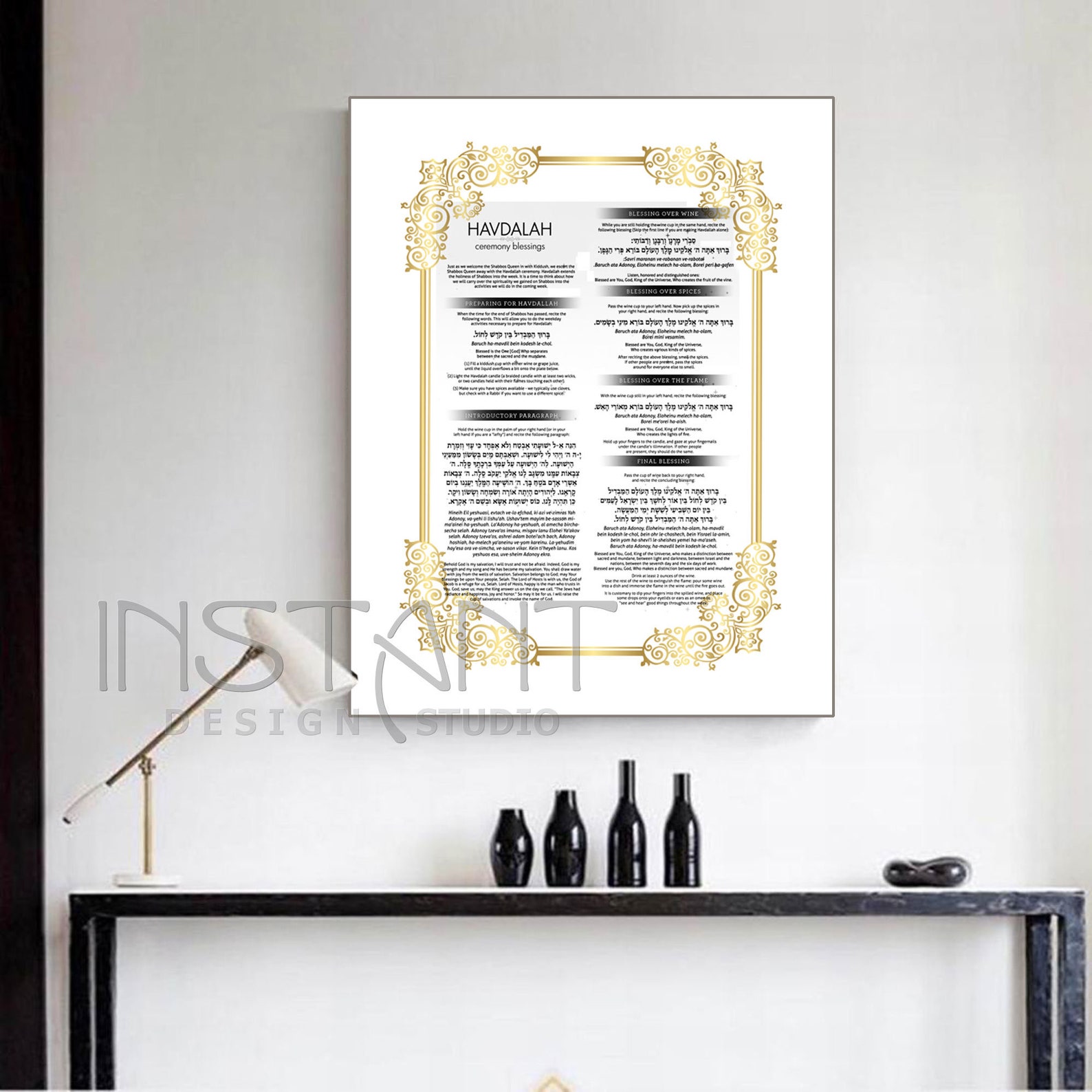 Havdalah Ceremony Blessings Card Prayer Modern Jewish Home | Etsy