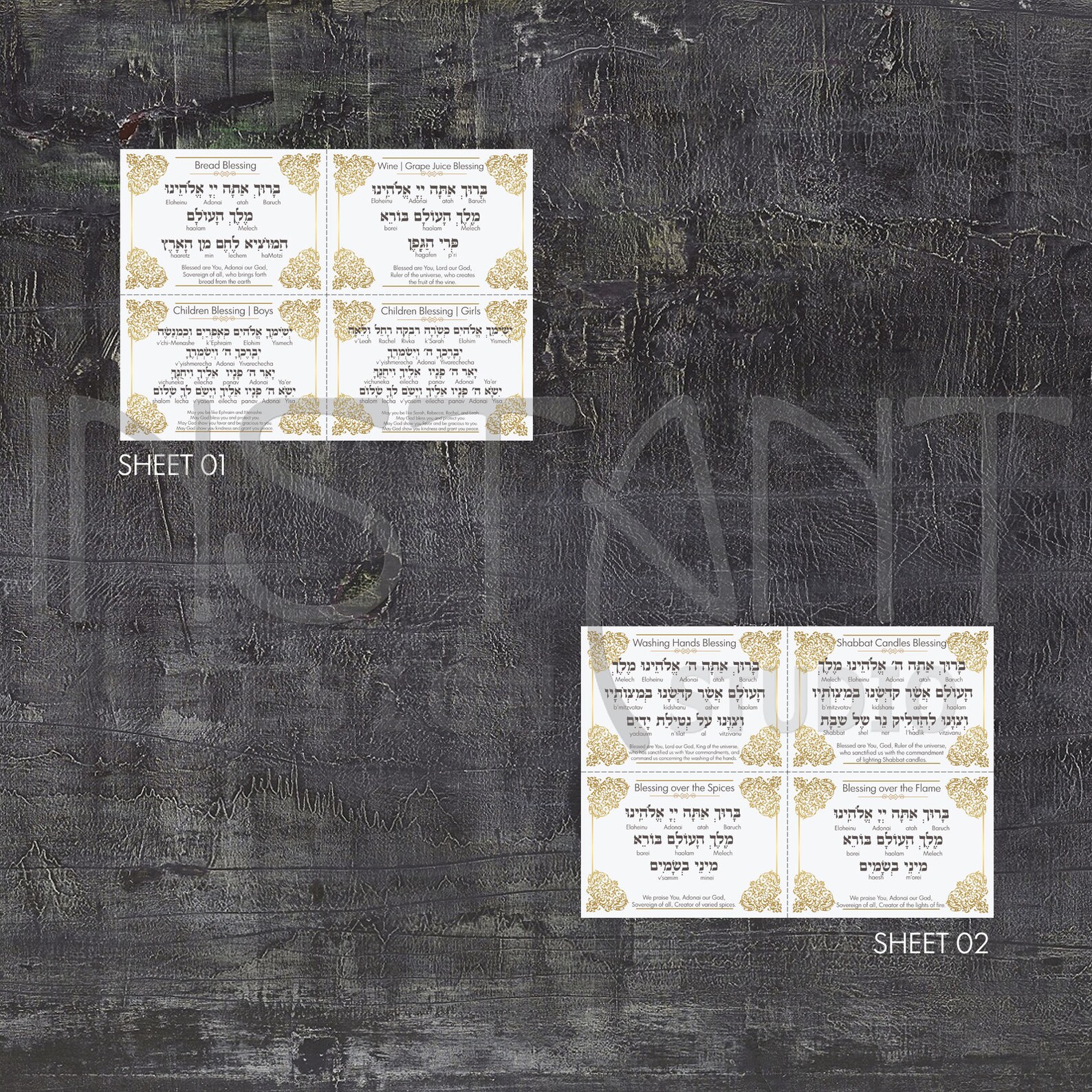 Shabbat Prayers Jewish Food Blessings Cards Bundle Havdalah | Etsy