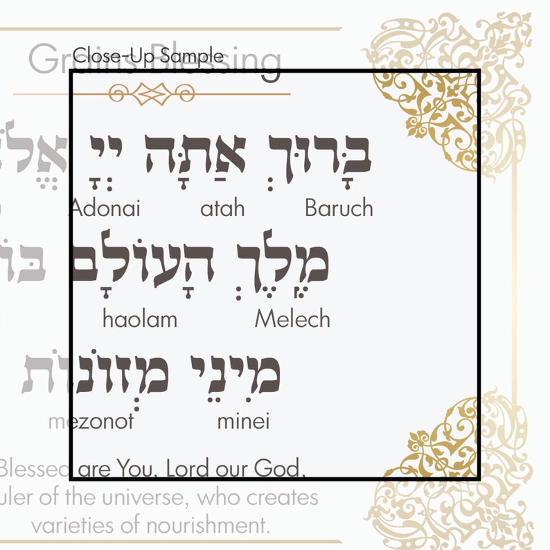 Jewish Food Blessings Cards Brachot Shabbat Prayer Modern | Etsy