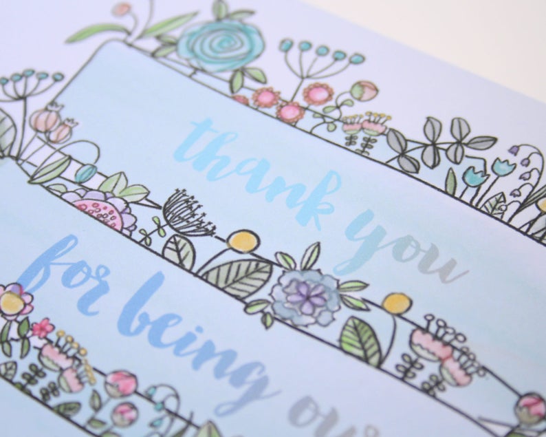 Watercolour Personalised Flower Girl Thank You Card Flower Girl Card Personalised Flower Girl Card Personalised Thank You Card