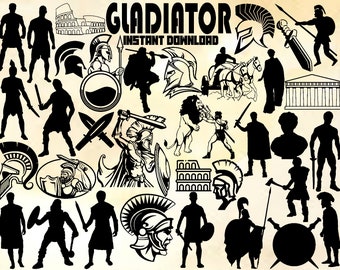 Gladiator SVG Bundle, Rome Warrior Graphics (Instant Download)