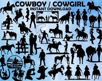 Cowboy Cowgirl SVG Bundle, Country Western Images (Digital Download)