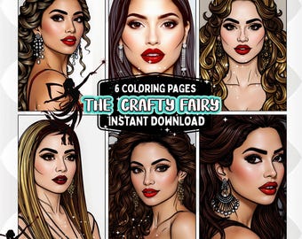 Latina Woman Coloring Pages, Printable Book (Digital Download)