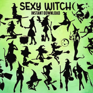 Sexy Hexe SVG-Bundle, 25 Bilder, Halloween-Party, Halloween-Svg, Hexen Svg, Hexe Png-Datei, Sofort Download